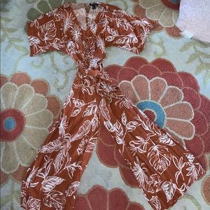 Orange floral jumpsuit